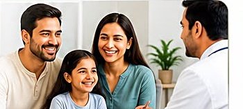 Family consulting with a doctor at Healthy Choice Family Clinic